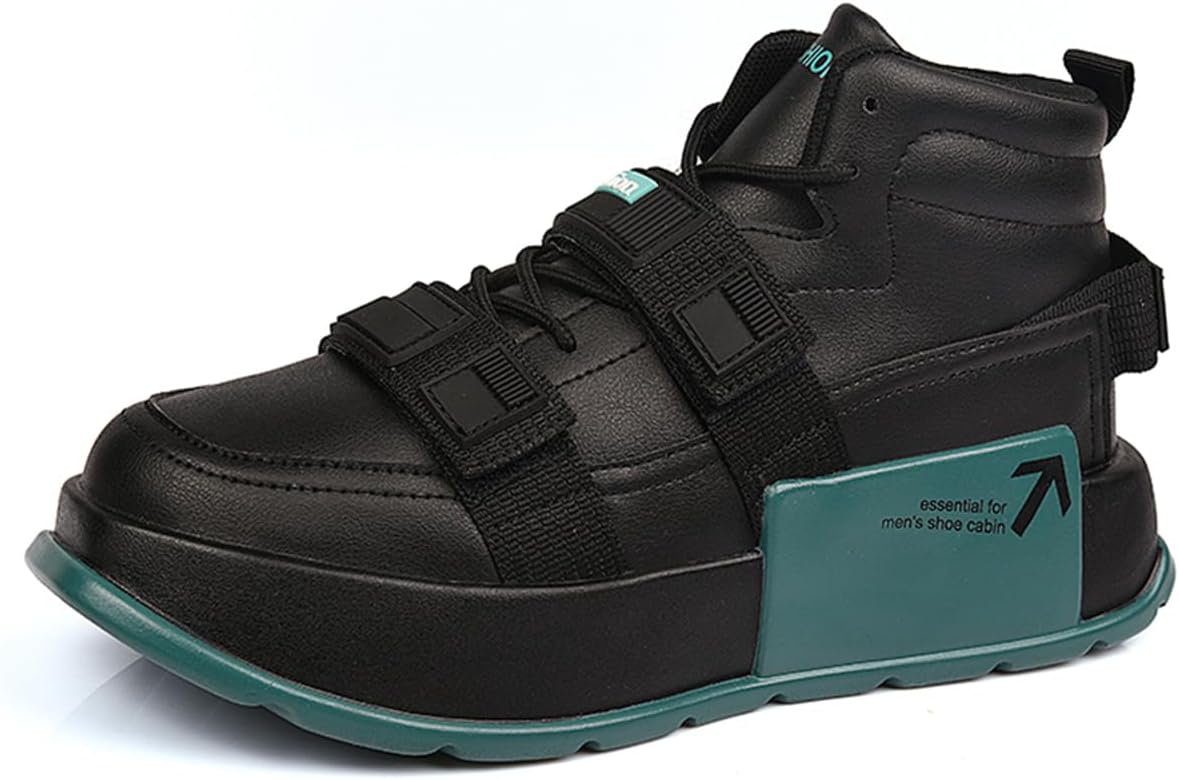 

Мужские высокие кроссовки на платформе с массивной подошвой, модные спортивные туфли с регулируемым ремешком для уличного стиля Zhoupulp, черный/зеленый