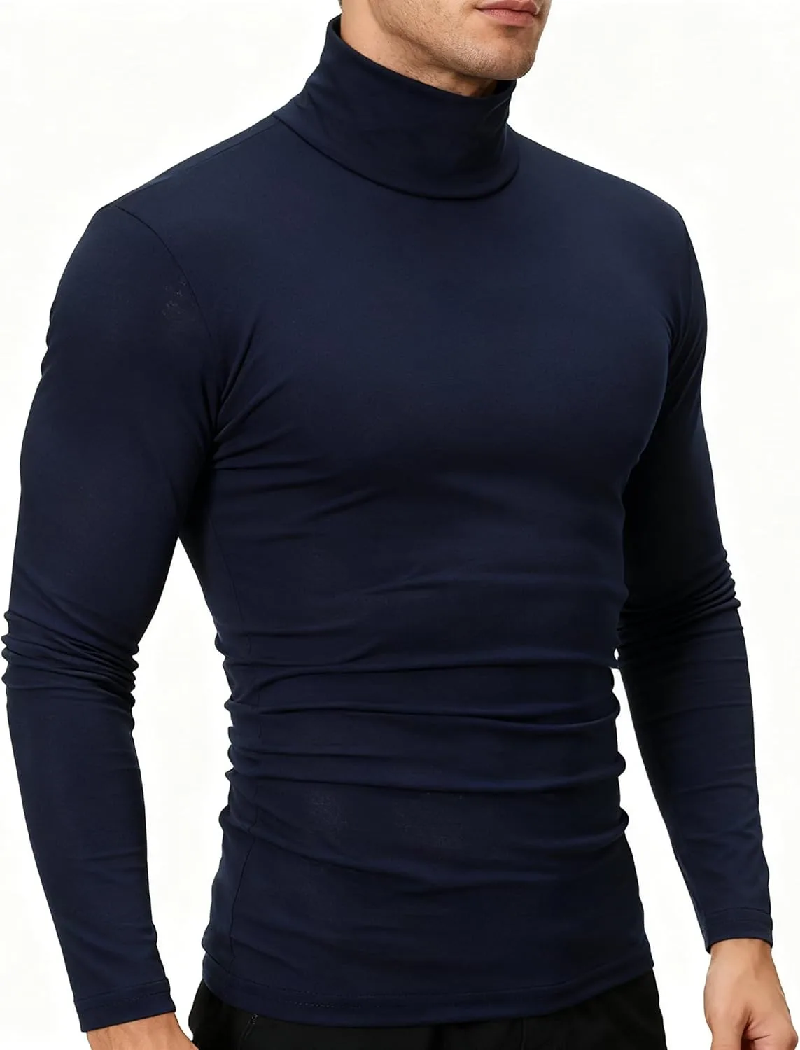 

Мужской свитер вязаный водолазка классический slim fit