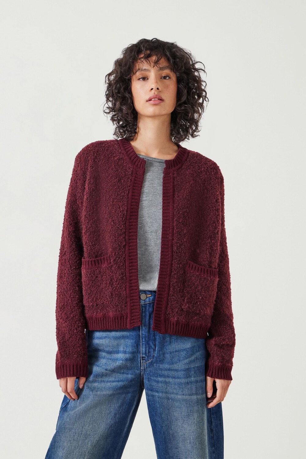 

Кардиган Tai boucle от края до края из 100% хлопка Hush, красный