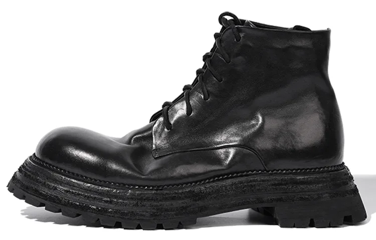 Ботинки тактические мужские Vibram Dreambo из конской кожи на подошве 4,5 см Dreambox, черный