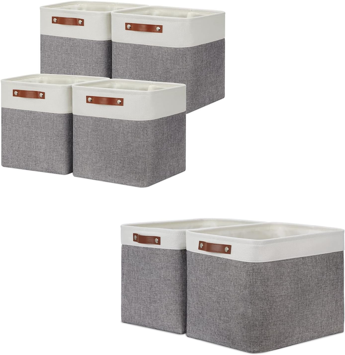 

Складные корзины DULLEMELO, 4 кубические корзины 12 x 12 x 12 дюймов + 2 большие корзины 16 x 12 x 12 дюймов (белый и серый), Grey