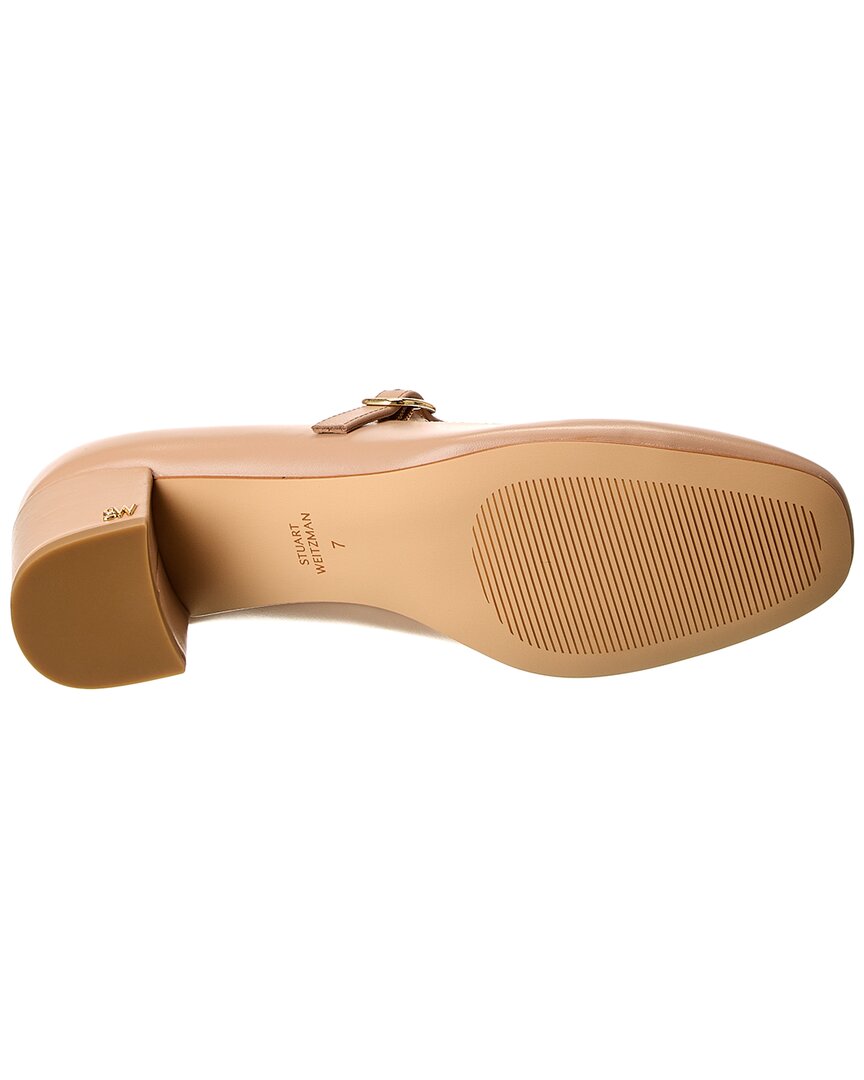 Туфли-лодочки Мэри Джейн Stuart Weitzman Louise 50 Block Leather, бежевый — фото 4