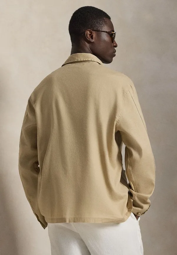 Эластичная льняно-хлопковая рубашка-куртка Polo Ralph Lauren, Coastal Beige — фото 3