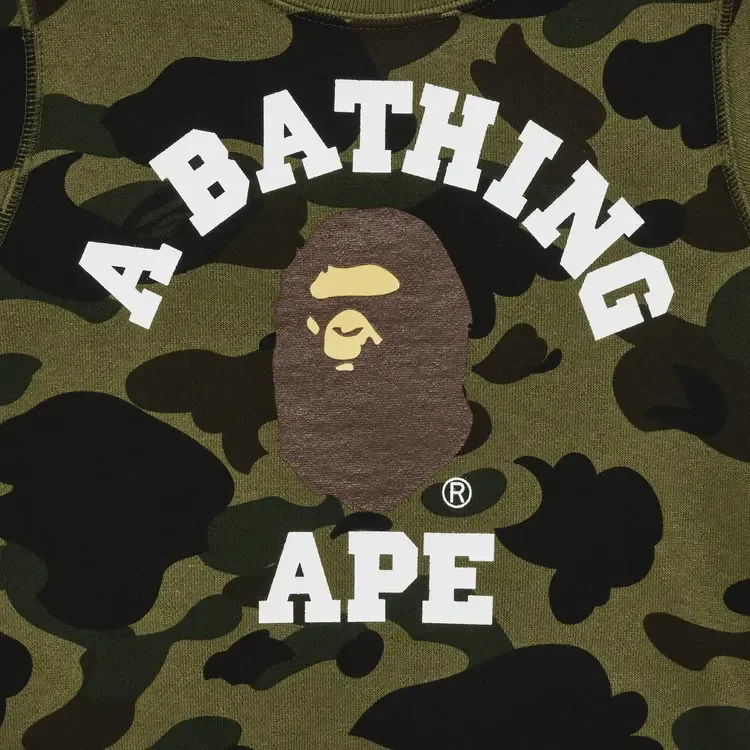 Свитшот BAPE 1St Camo College Crewneck 'Green' — фото 3