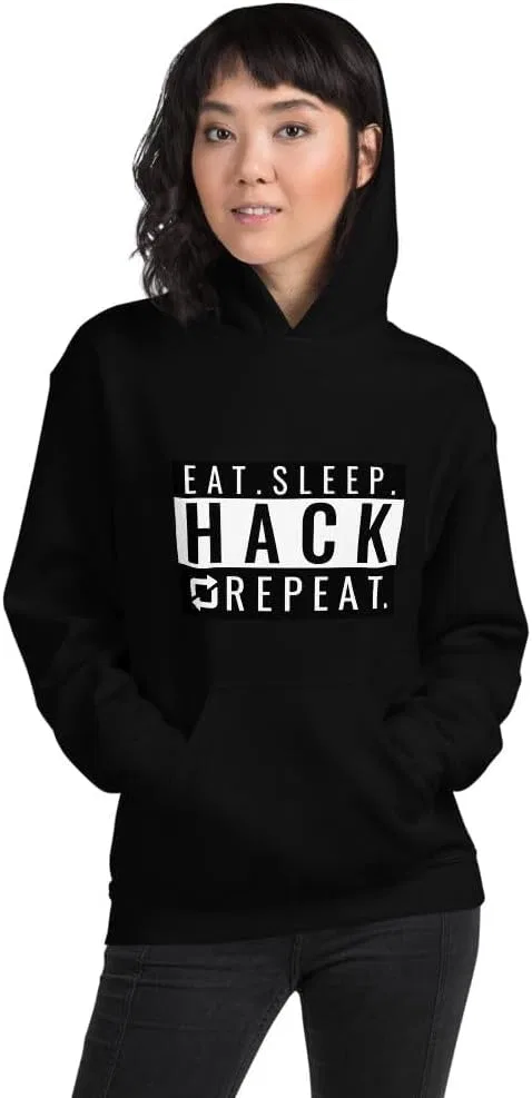 Eat Sleep Hack Repeat - Худи унисекс — фото 2