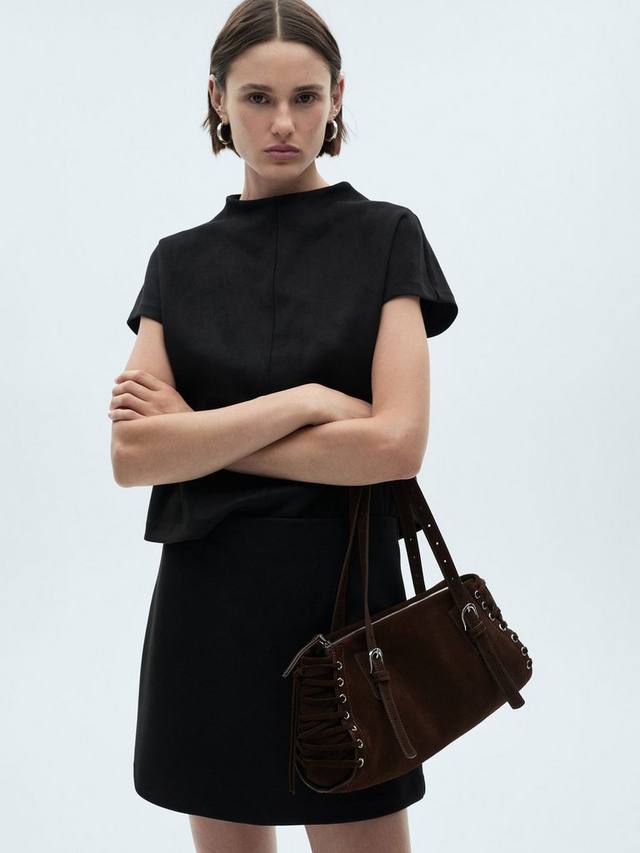 

Блузка с высоким воротником и короткими рукавами Texas Mango, Black