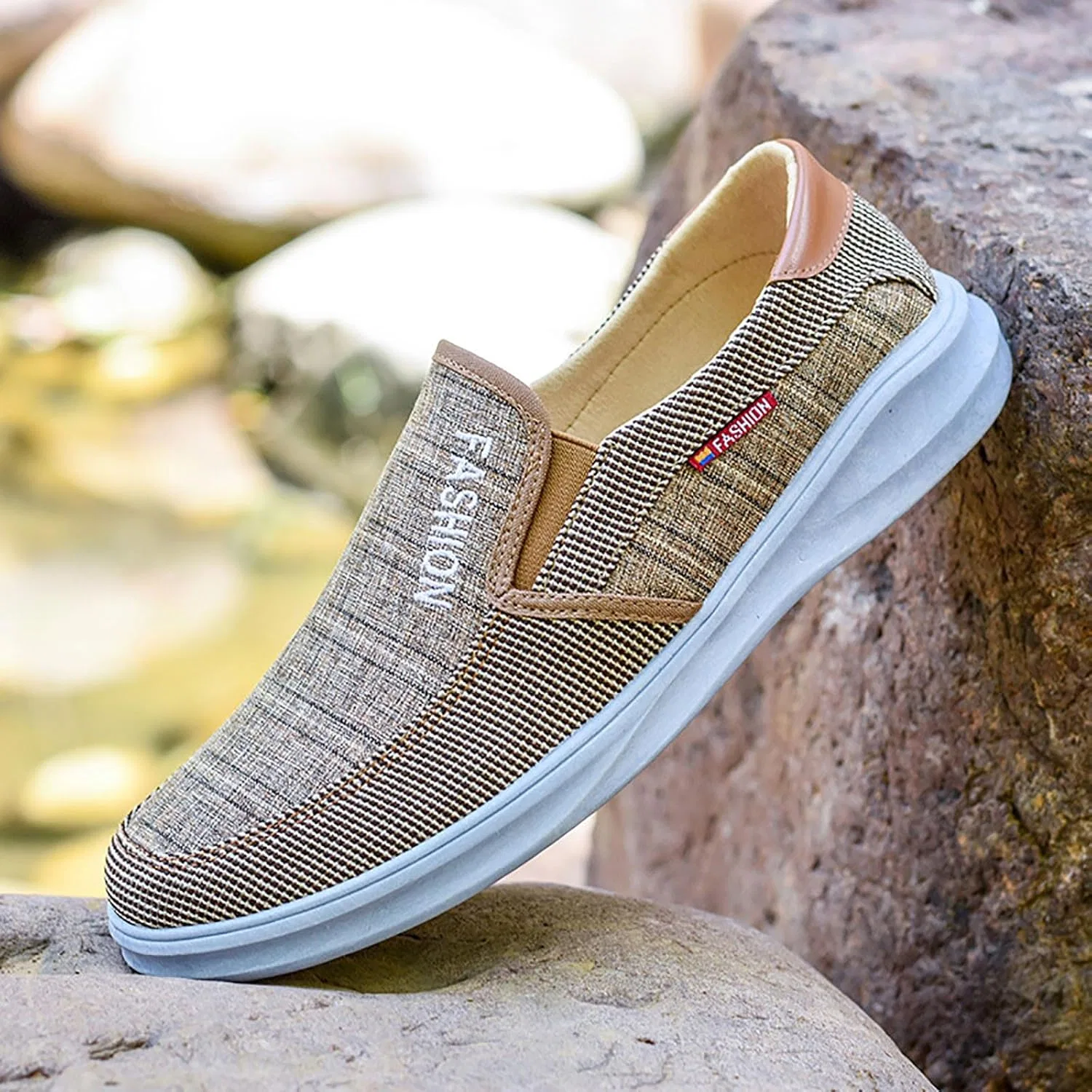 Мужские лоферы из канваса, дышащие, хаки JYSwoshoe — фото 2