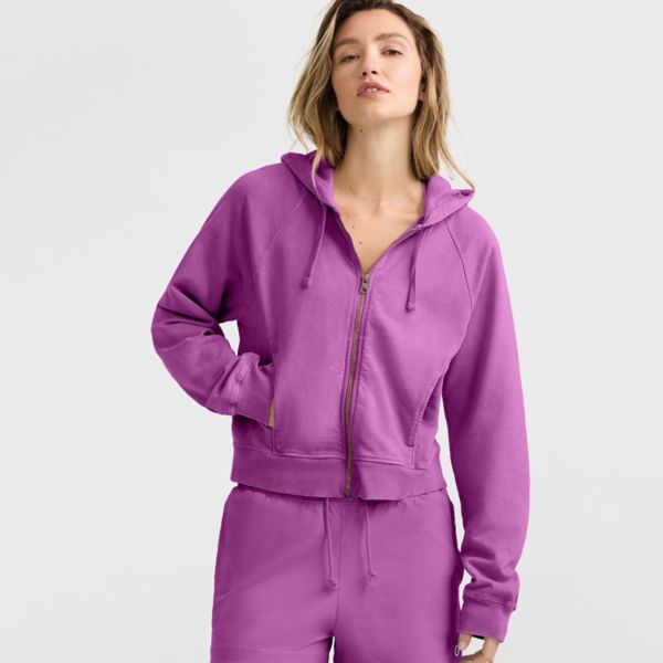 

Женская винтажная худи на молнии с эффектом поношенности Champion, цвет our fave fuchsia