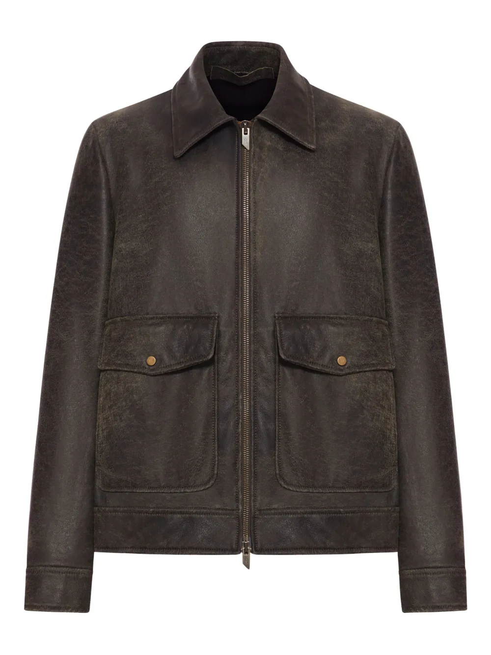 

Кожаная куртка с клапанами на карманах Salvatore Santoro, коричневый