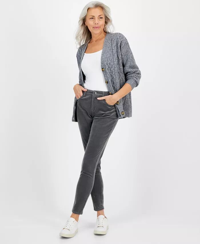 

Женские вельветовые брюки-скинни со средней посадкой Style & Co Curvy Macy's, серый
