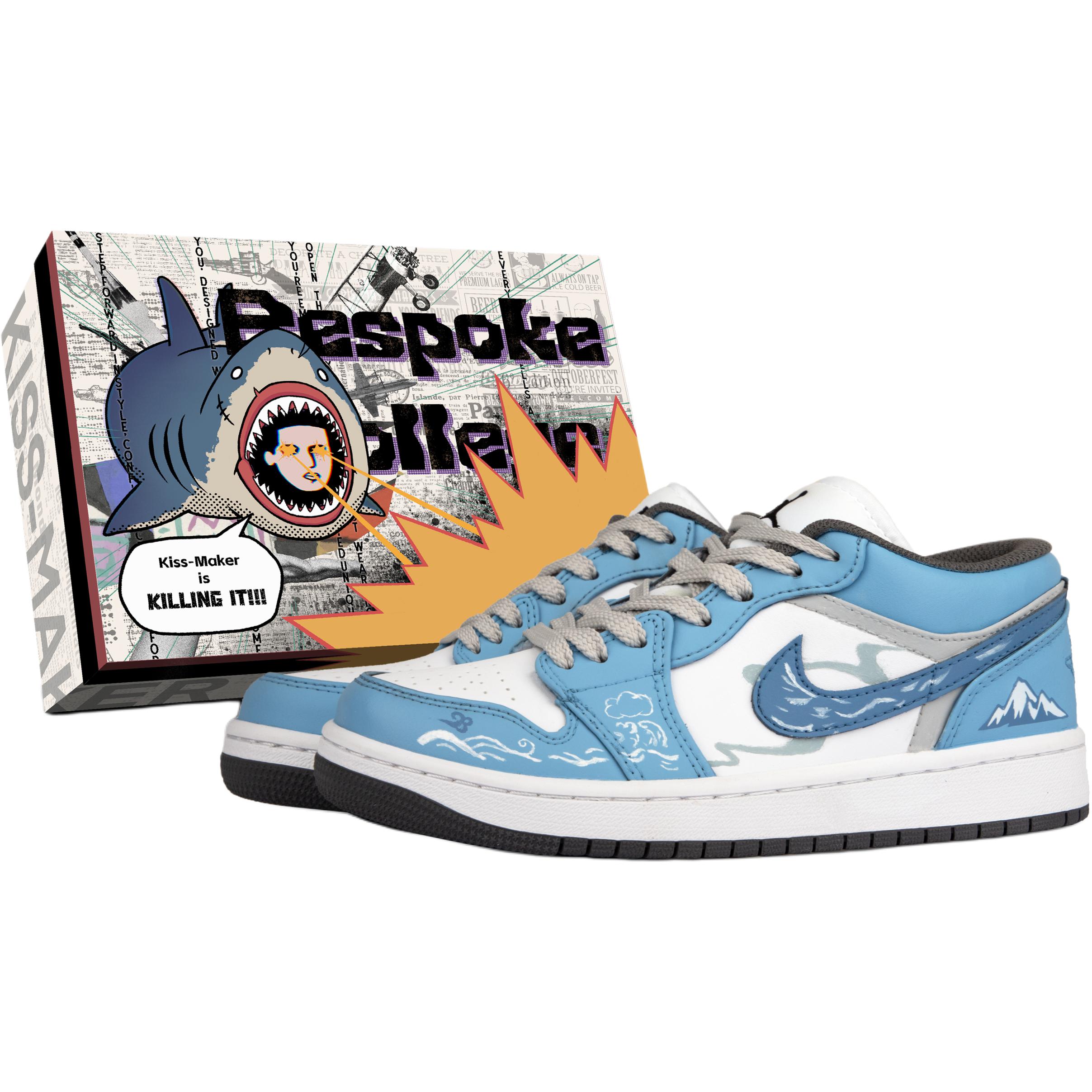 

Jordan Детские баскетбольные кроссовки Air 1 из искусственной кожи с противоскользящим покрытием, низкие, синие, унисекс