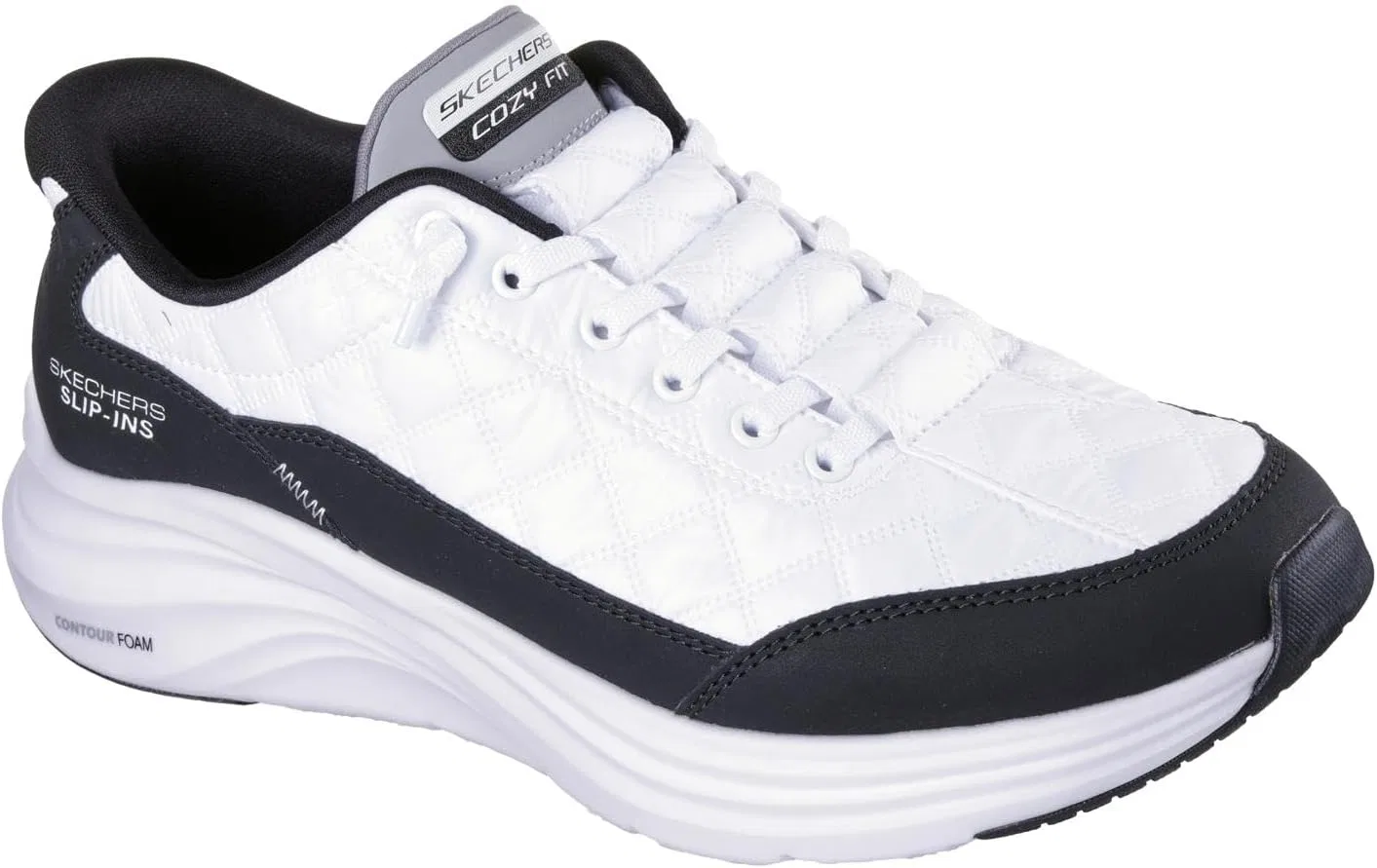 Мужские кроссовки Skechers 232619w, White Mesh Duraleather Black Trim