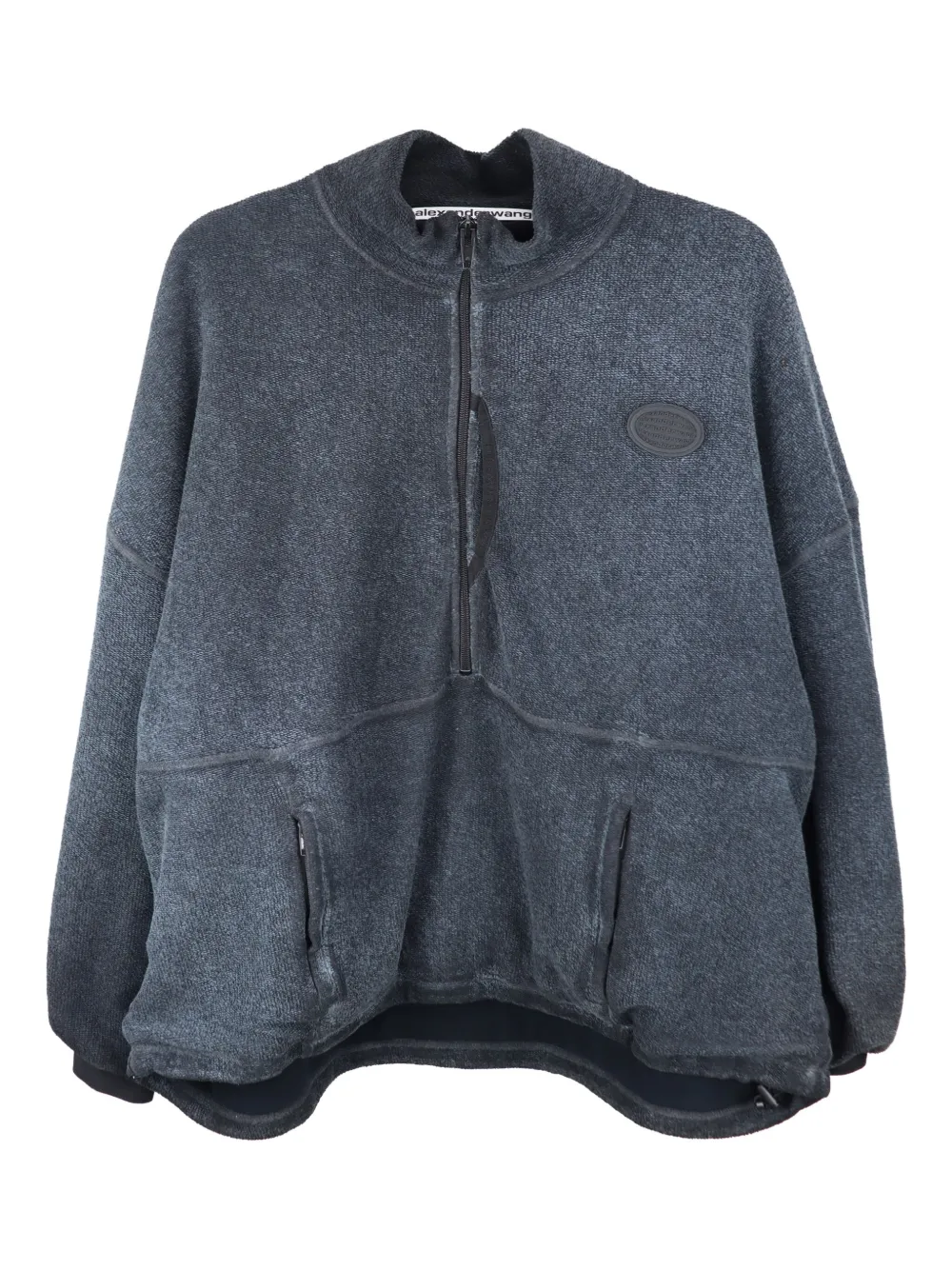 

Толстовка с воротником-воронкой и застежкой-молнией на половину длины Alexander Wang, синий