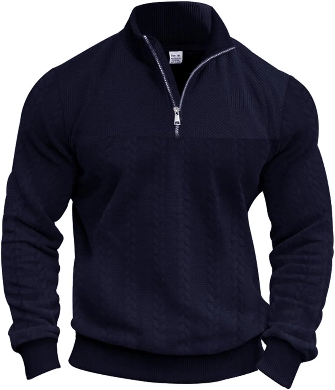 

Мужской стеганый свитер-поло с длинными рукавами и воротником-стойкой CHXLQQX