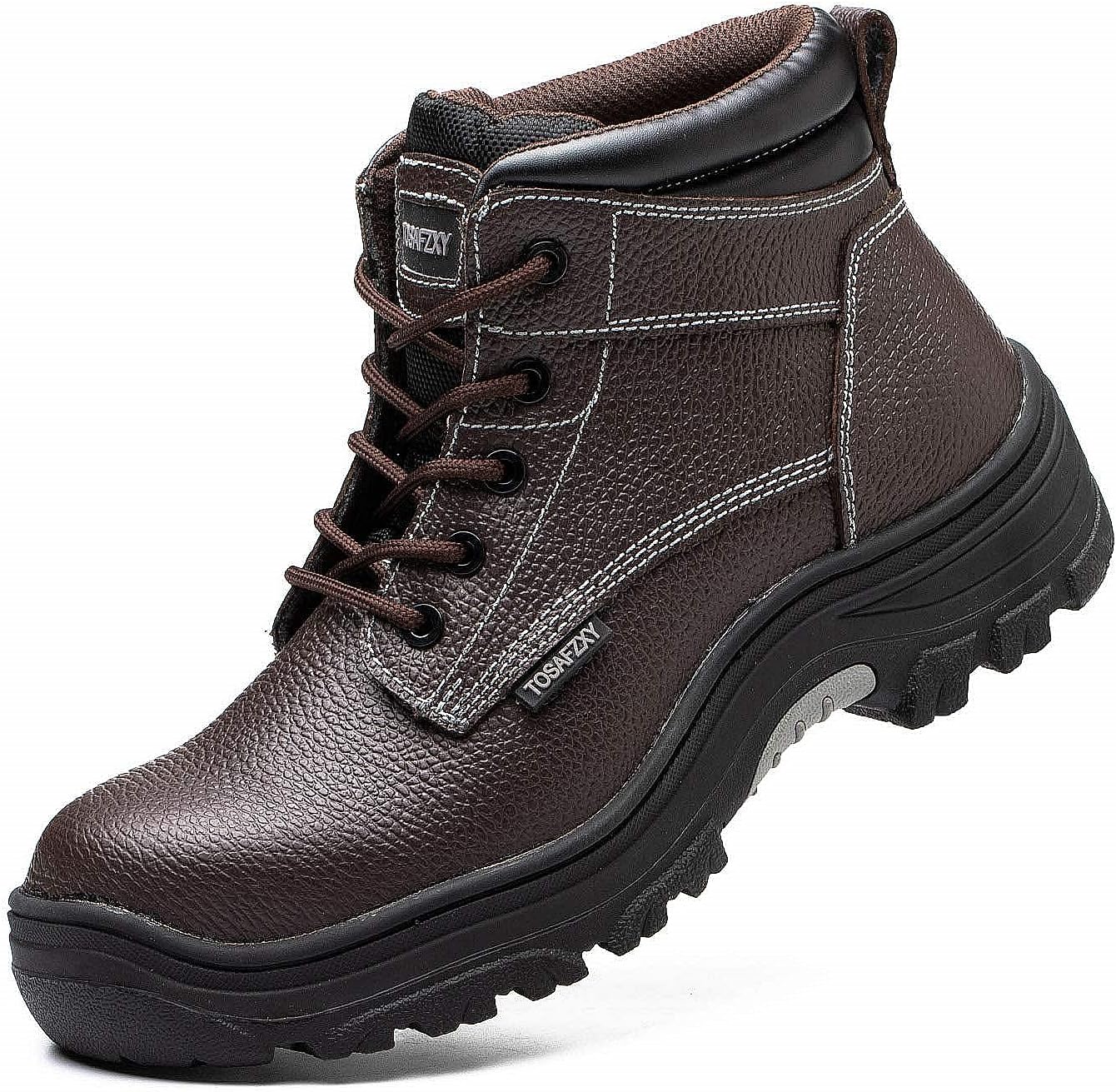 

Ботинки с непробиваемым композитным носком, водонепроницаемые кожаные ботинки, защитная обувь для мужчин Tosafzxy, коричневый