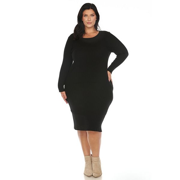 

Платье-свитер Plus size с длинным рукавом и ребристой вязкой Wm Fashion, Black