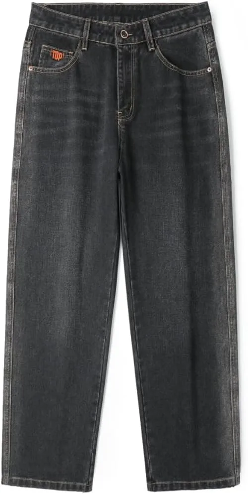 

Классические джинсы с высокой талией и широкими штанинами, черный деним, прямой крой CHOFYHUB