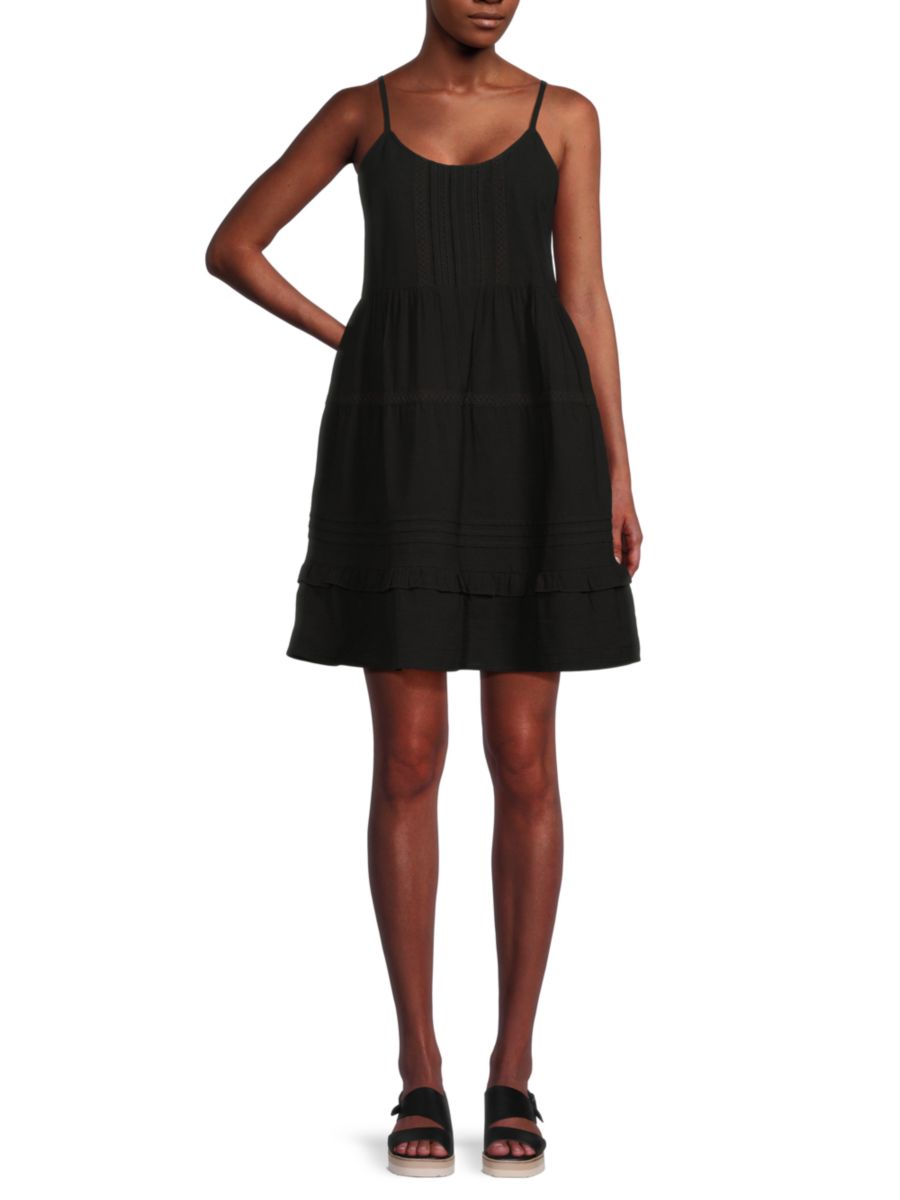 

Красивое многоярусное хлопковое мини-платье Vero Moda, черный