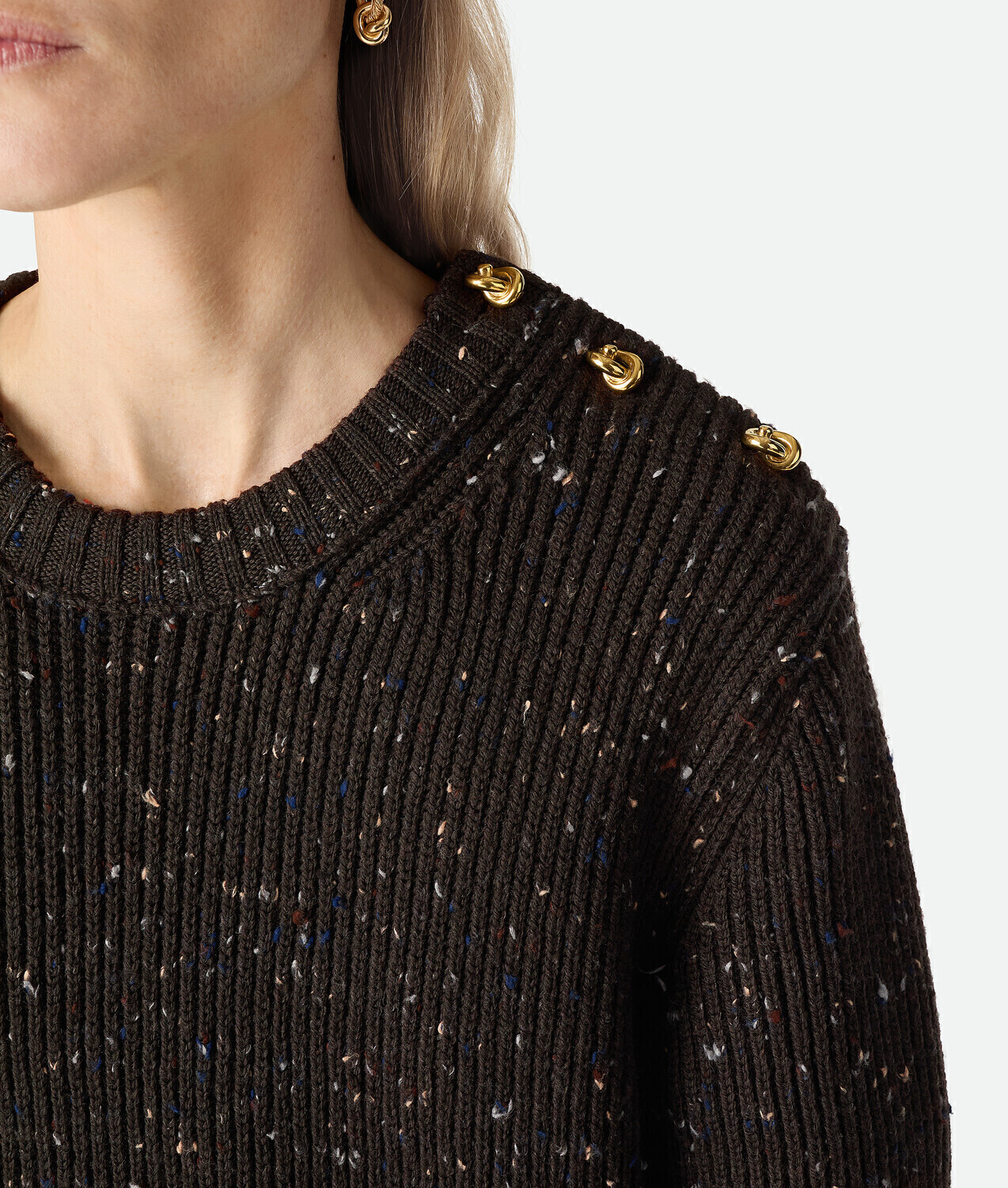 Wool english rib dress BOTTEGA VENETA, фондан — фото 4