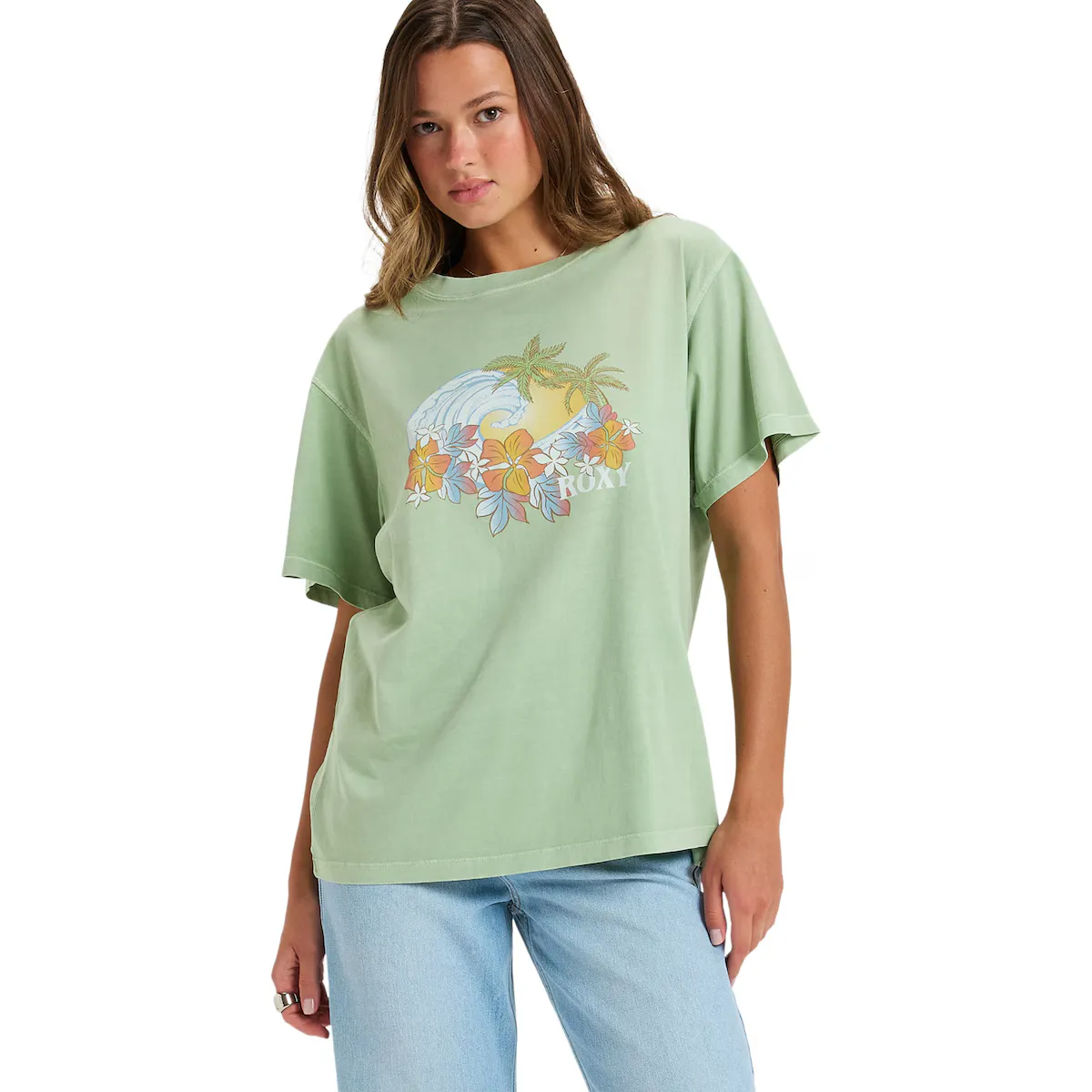 

Футболка женская Roxy Sunny oversize, зеленый