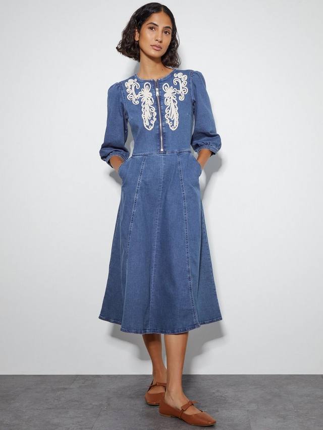 

Платье кайи корнелли на молнии Monsoon, цвет Denim Blue
