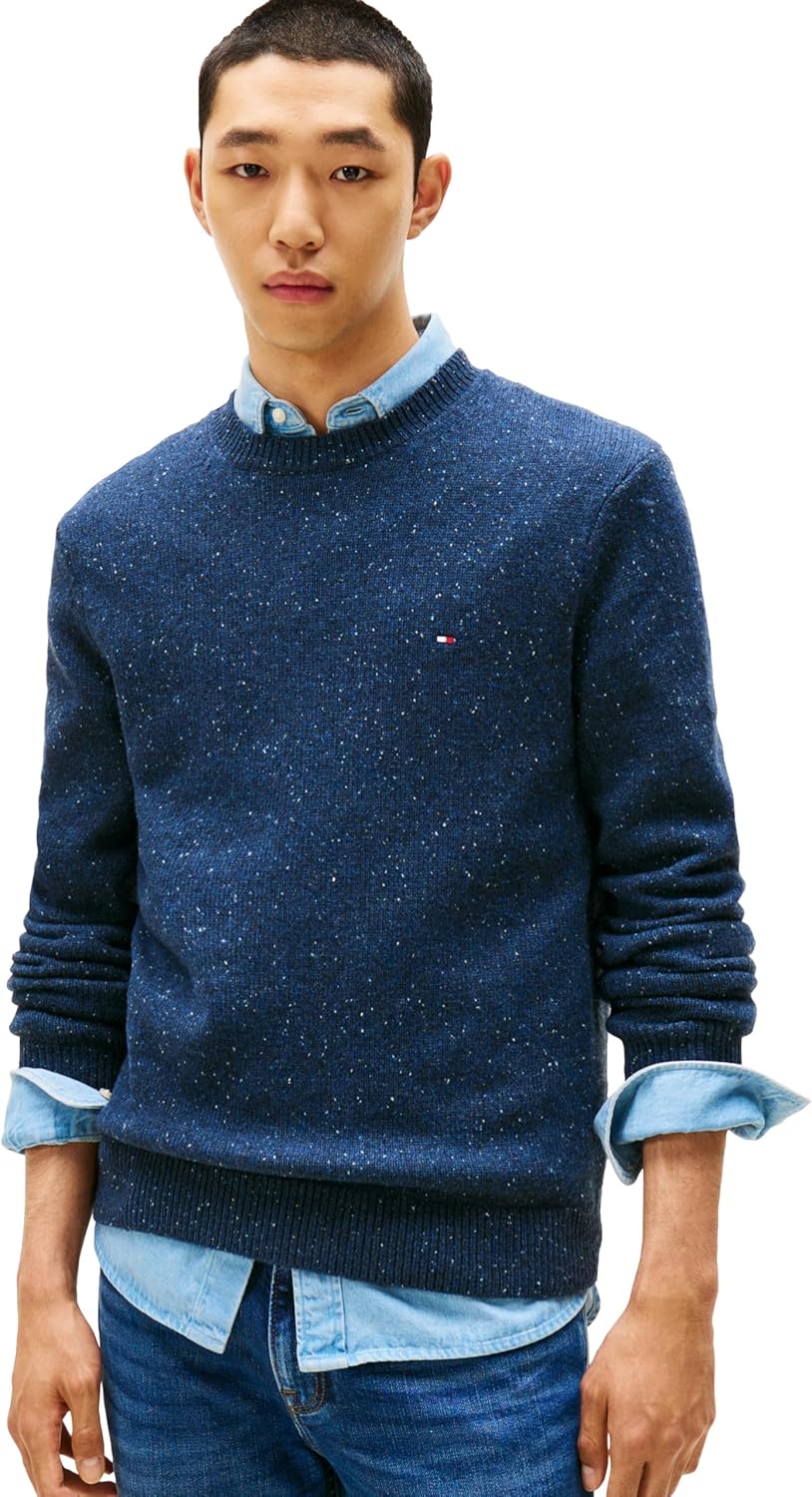 

Мужской свитер Tommy Hilfiger из овечьей шерсти Donegal с круглым вырезом, Desert Sky Heather