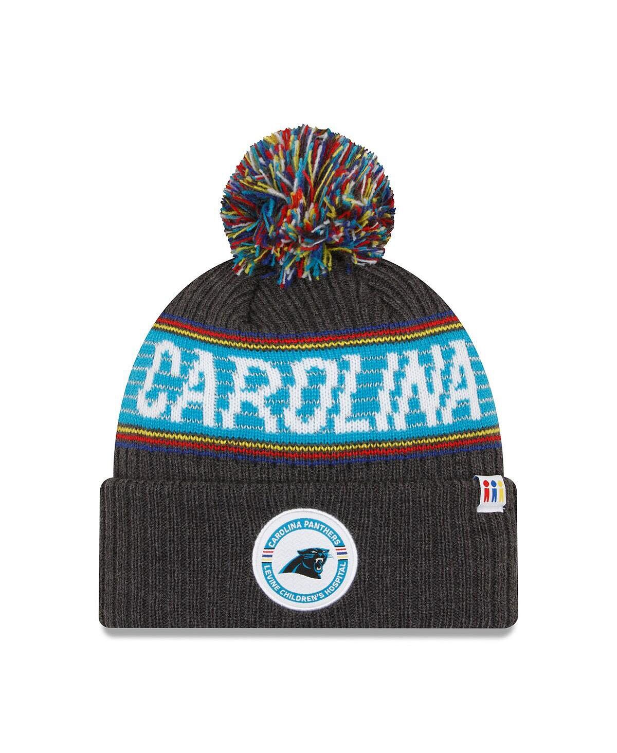 

Мужская угольно-хизерная вязаная шапка Carolina Panthers 2022 Greg Olsen x Atrium Health Levine Children's Hospital с помпоном New Era