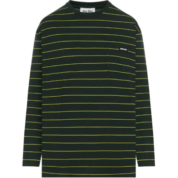 

Длинный рукав хлопковая футболка MIU MIU, зеленый