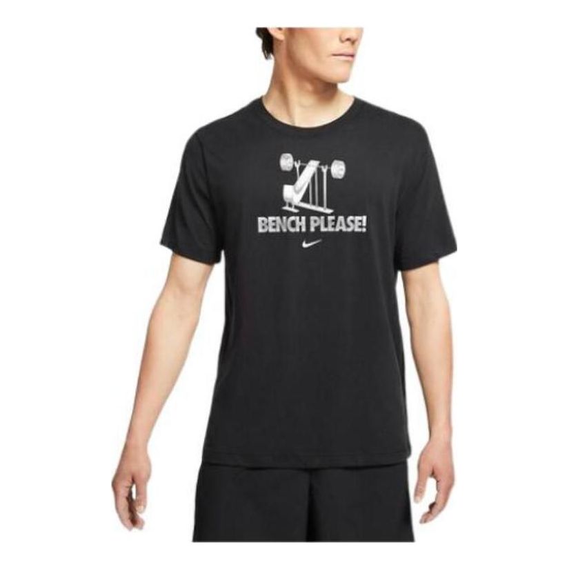 

Футболка Men's Nike Dri-FIT Alphabet Pattern Printing Pullover Round Neck Short Sleeve Black T-Shirt DA1597-010