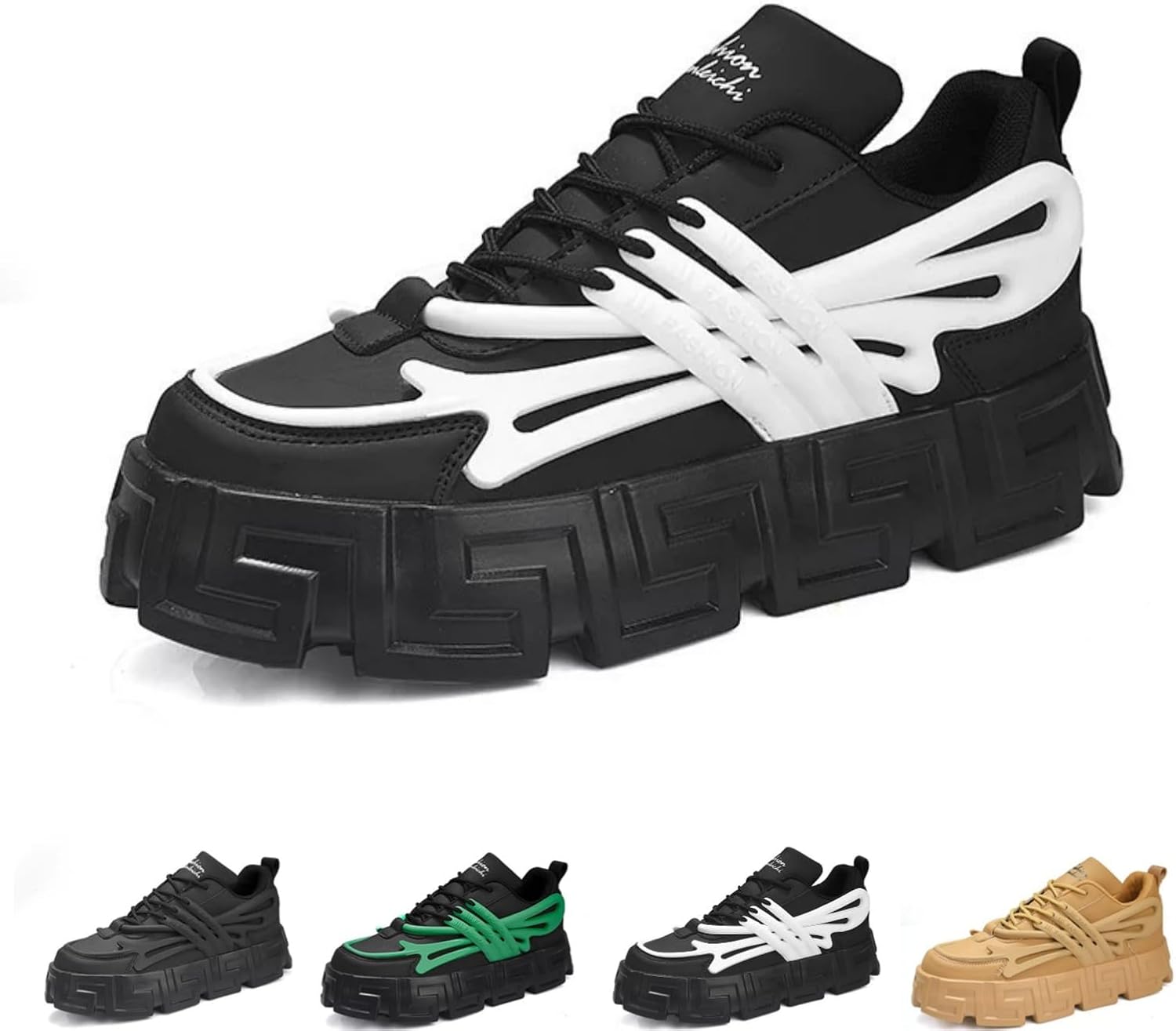 

Мужские ретро-кроссовки MACEFIL, модные массивные кроссовки с эффектом увеличения роста, повседневная обувь, стильные 'папины' кроссовки для мужчин, белый/черный