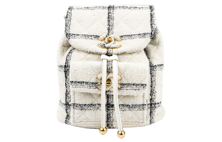 

CHANEL Женский рюкзак из твида 22K, осенне-зимний, белый