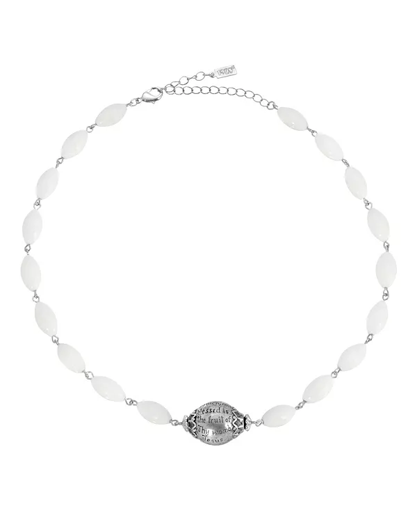 

Ожерелье из полудрагоценных бусин с молитвой «Богородица» серебристого тона из настоящего белого доломита Symbols Of Faith, white