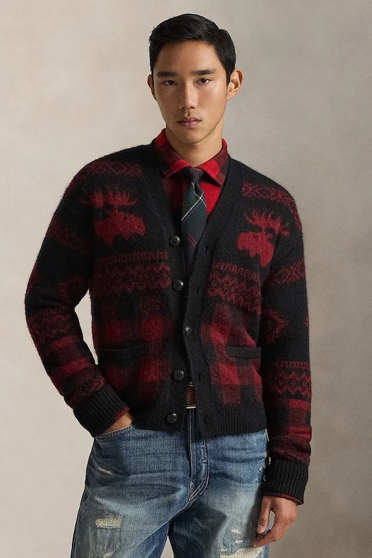 Кардиган с шерстью Polo Ralph Lauren, бордовый