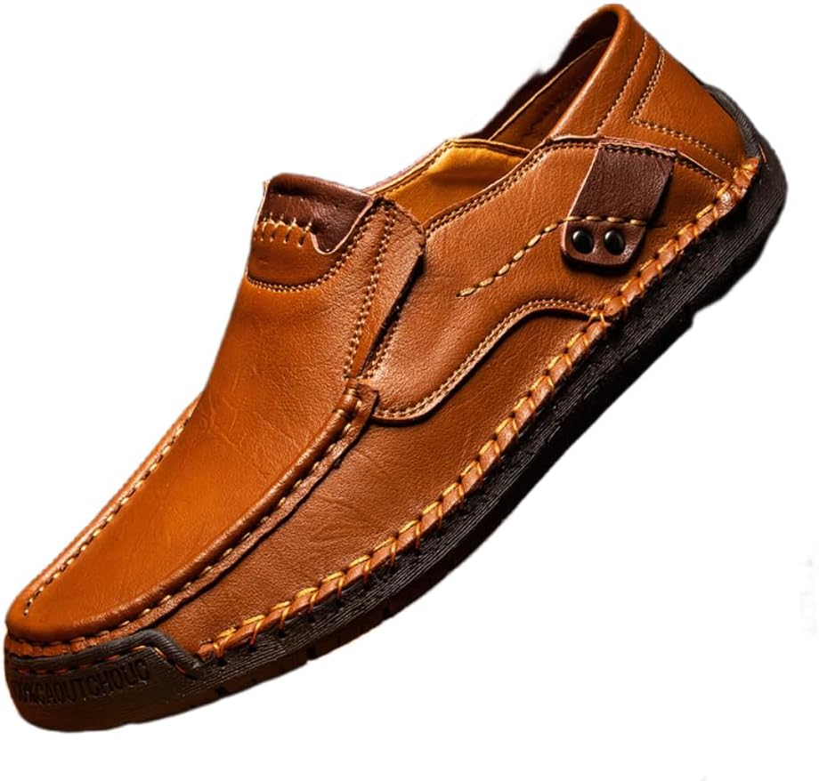 

Мужские слипоны-лоферы, повседневные кожаные туфли, легкие и удобные и ходьбы Hhhchpm, светло-коричневый