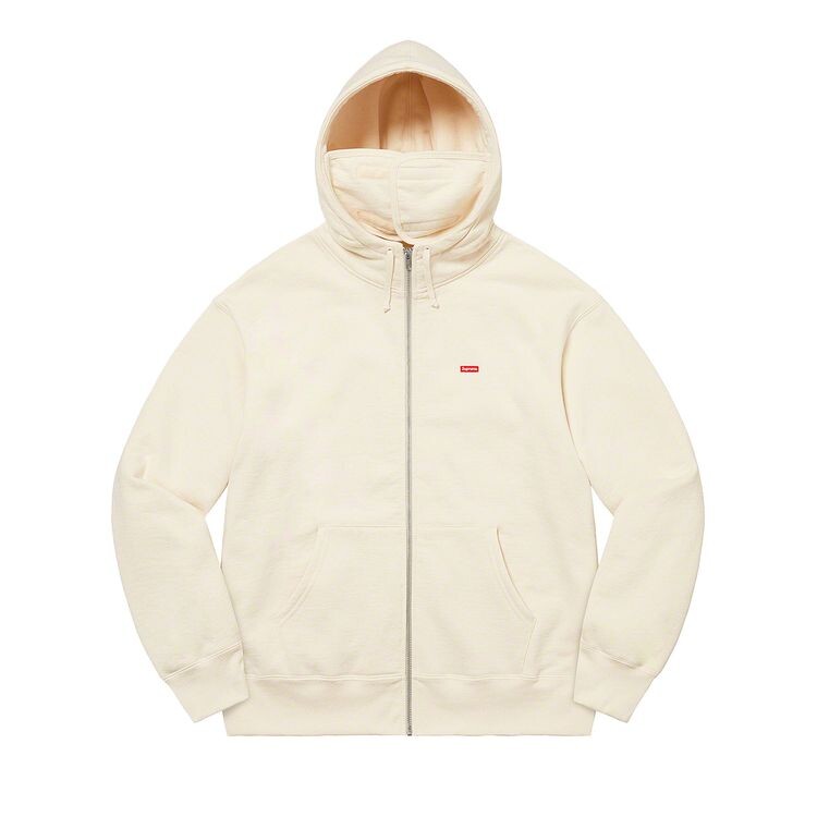 

Толстовка Supreme Small Box Facemask Zip Up Hooded Sweatshirt Natural, кремовый