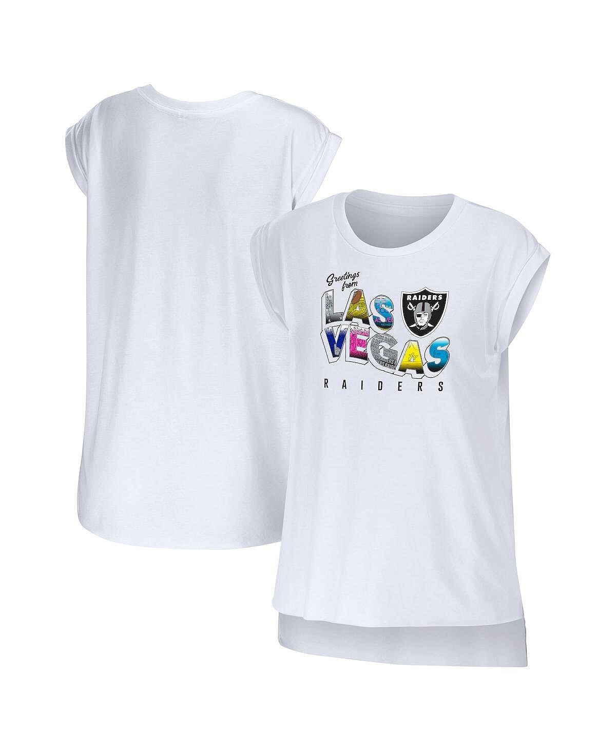 

Женская белая футболка Las Vegas Raiders Greeting From Muscle WEAR by Erin Andrews, белый