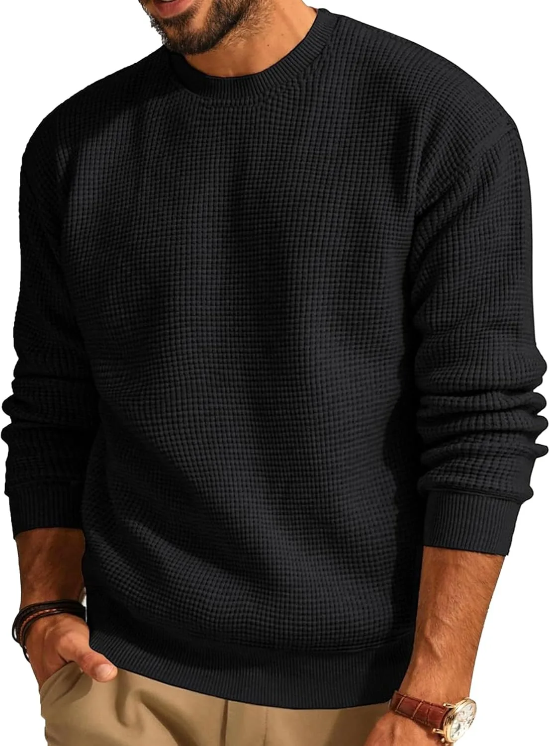 

Мужской свитер с круглым вырезом и длинными рукавами, мягкий, текстурированный JEShifangjiusu