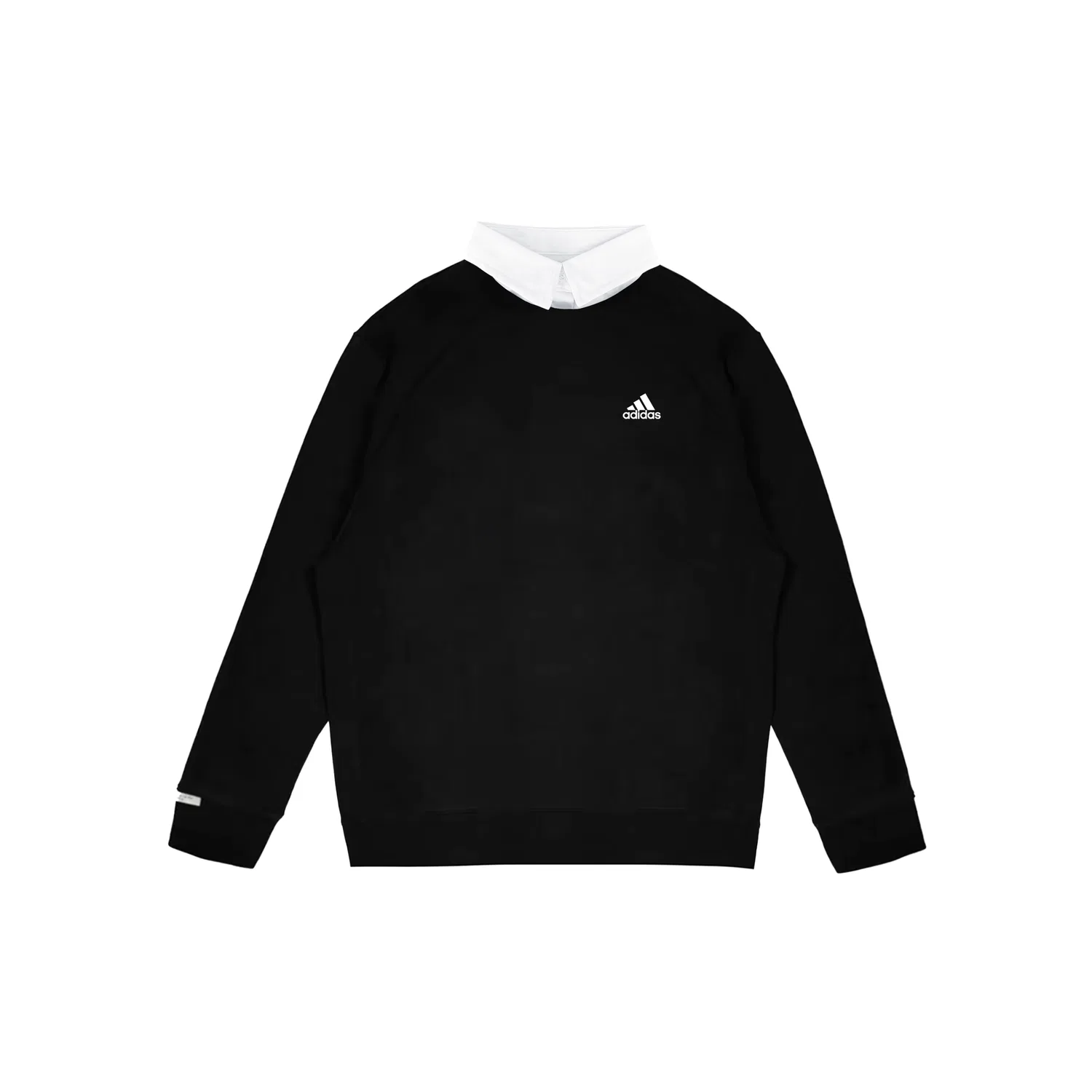 Свитшот LABEL Unisex Black с поло-воротником, умеренный, имитация двуслойности Adidas