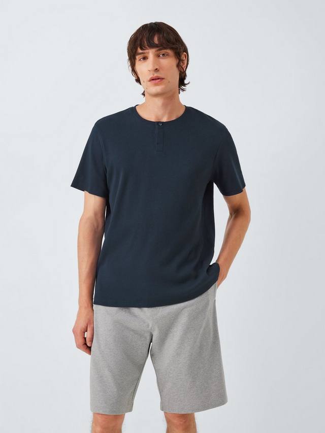 

Вельветовый джерси пижамный комплект с шортами John Lewis, Blue Navy