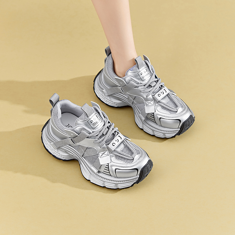 JOSINY Женские кроссовки Low Top Chunky в серо-красном цвете (высота каблука 5,5 см), цвет Gray Red (Heel Height 5.5cm) — фото 4