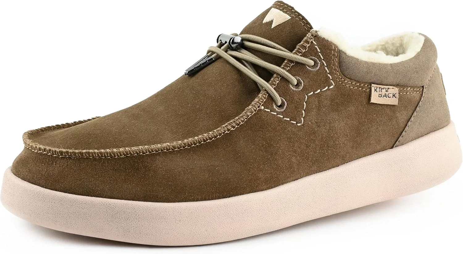 Kickback Haven - Лоферы Herren - Moc Style Schuhe - Leder und Wildleder Obermaterial - Elastische Schnürsenkel - Leder gefütterte Innensohlen, Woolie Khaki