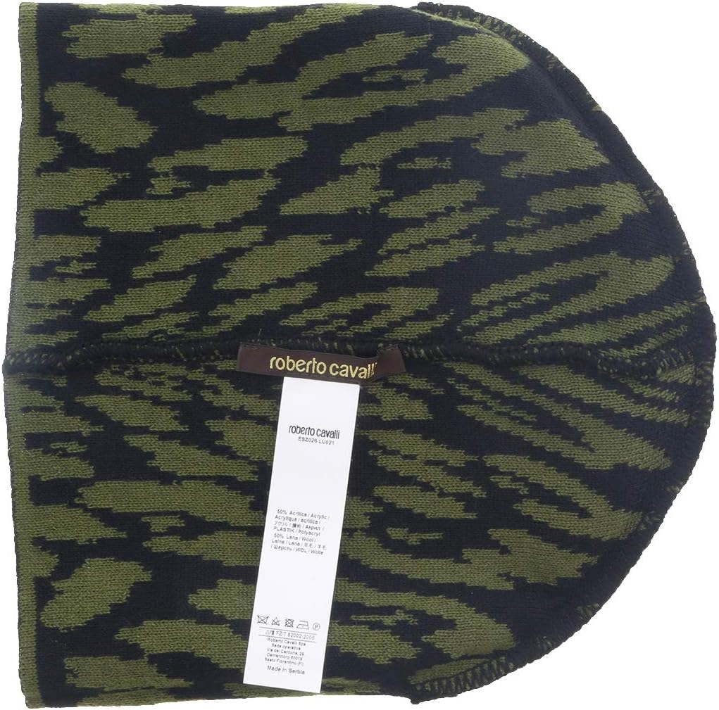 Шапка ROBERTO CAVALLI mens Army, Black/Military Green — фото 3