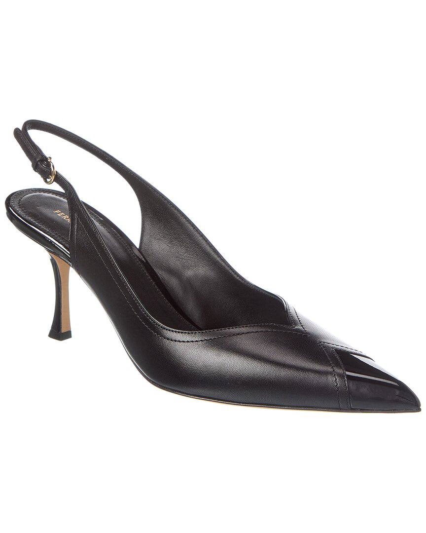 Кожаные туфли Ferragamo Egna с ремешком на пятке Salvatore Ferragamo, черный