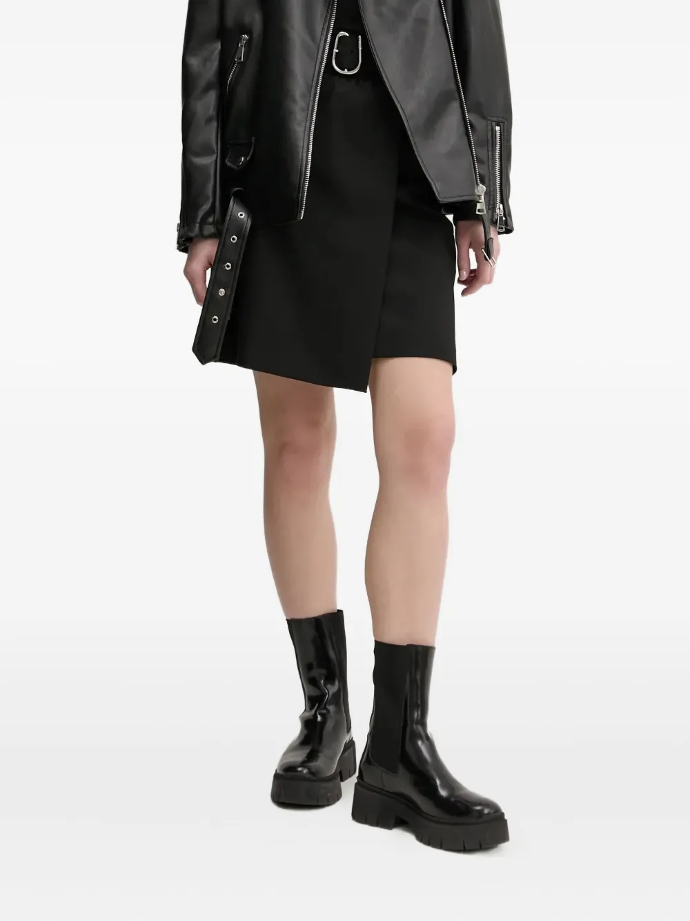 

Юбка мини с запахом и поясом HUGO, черный