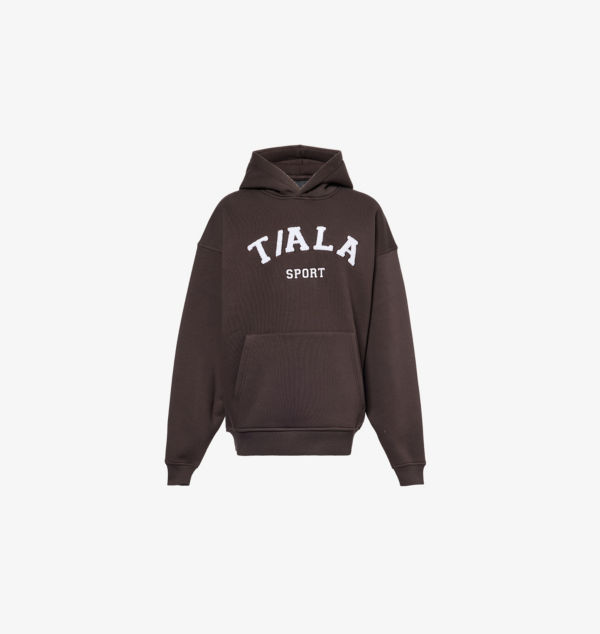 

Толстовка с капюшоном из хлопчатобумажной смеси с флисовым принтом и карманом-кенгуру We Are Tala, цвет espresso