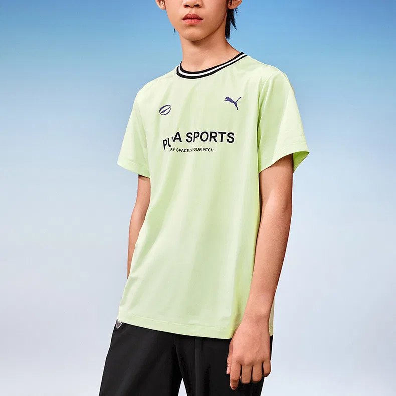 Детская футболка с круглым вырезом PUMA, Lime Green 40101 — фото 4