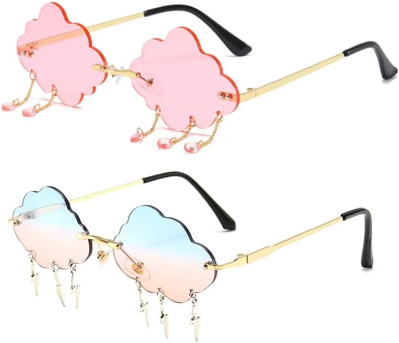 

Солнцезащитные очки ENTHYI Cloud lightning для женщин/мужчин, без оправы, модель Wave, очки для вечеринок, солнцезащитные очки без оправы, Pink/Blue+pinkn