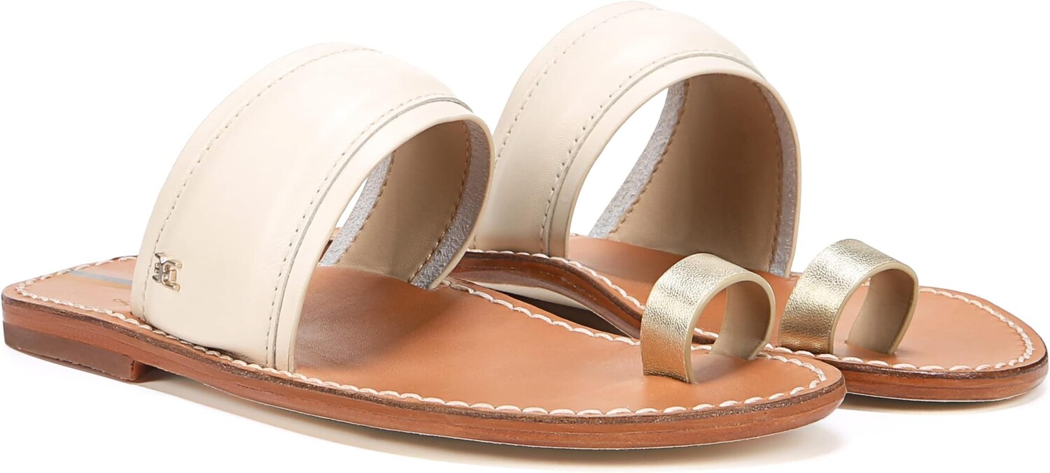 Сандалии на плоской подошве Margit Sam Edelman, цвет Modern Ivory/Gold Leather