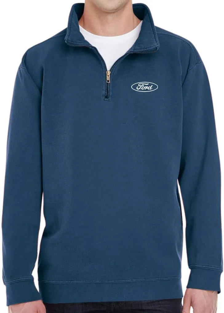 

Мужская белая толстовка Ford Oval Crest с молнией на четверть Buy Cool Shirts