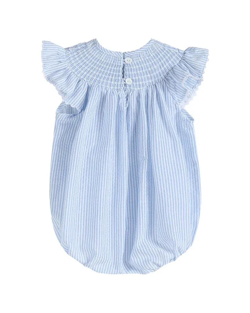 Комбинезончик Lil Cactus Seersucker Bunny Smocked Flutter Romper, сине-белый — фото 2